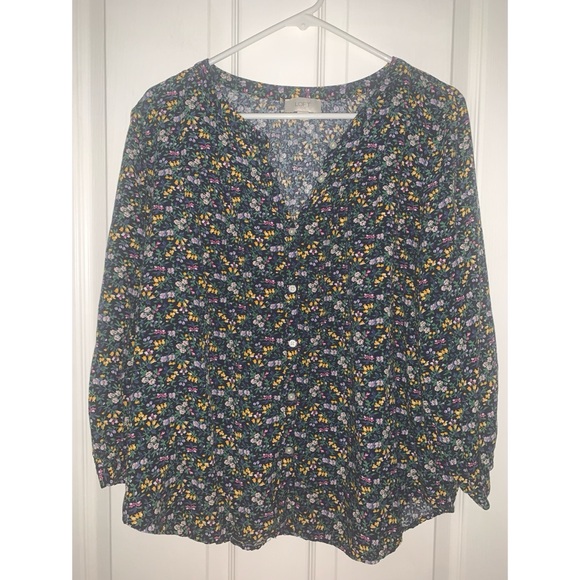 Loft Outlet Floral Button Down Blouse Women’s Size Large - Picture 1 of 4